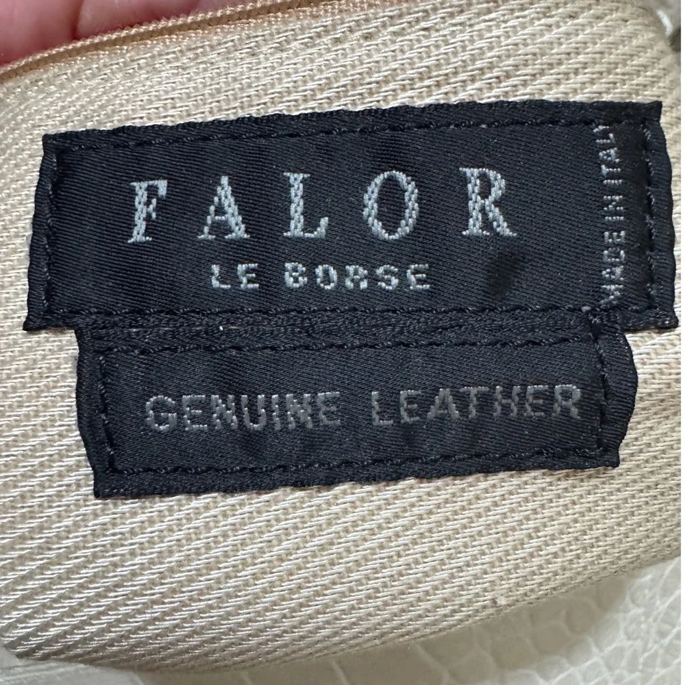 Falor Le Borse Hobo Bag Cream Croc Like Leather  Braided Strap Made in Italy
